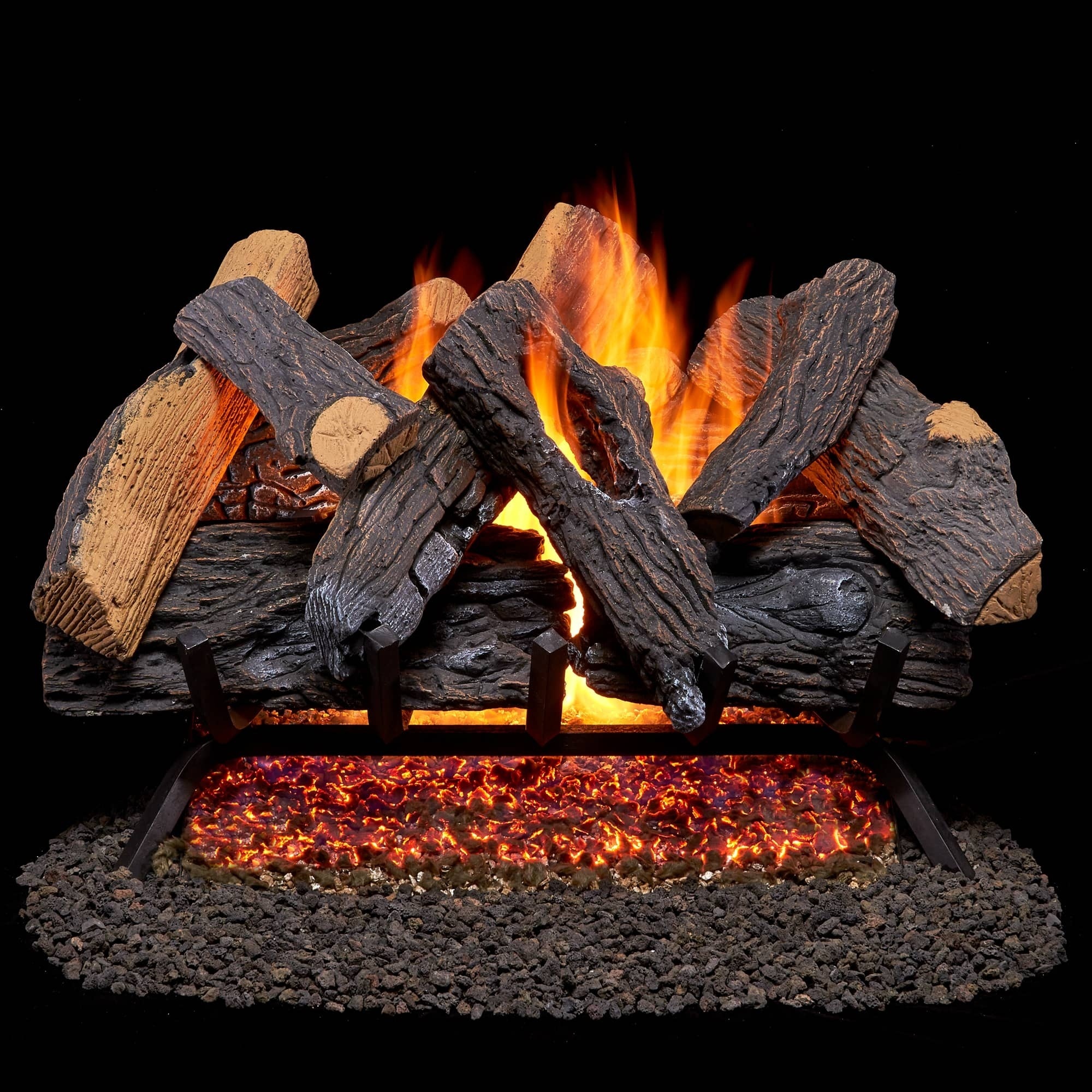 Duluth Forge Vented Natural Gas Log Set With Remote Control Kit - 24 in., 55,000 BTU, Heartland Oak - Model# FNVL24-1-RO